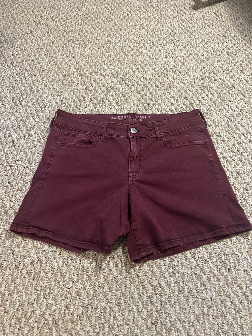 American Eagle Outfitters Wine Mid-Rise Denim Shorts